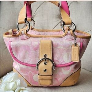 Vintage Coach Soho Signature Optic Jacquard Mini Bag Purse Tote # 1853 ( Pink )